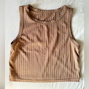 5 for $35! Brown ribbed basic halter tank
